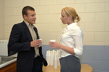 Olivia Saint and Jerry in Olivia Saint fucking in the break room with her natural tits episode